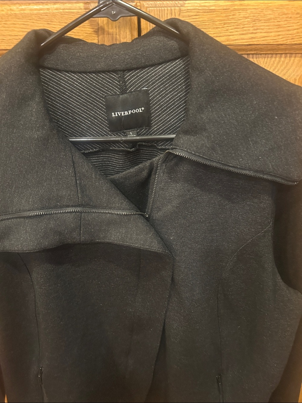 Liverpool Black Women's Zip Collar Pea Coat